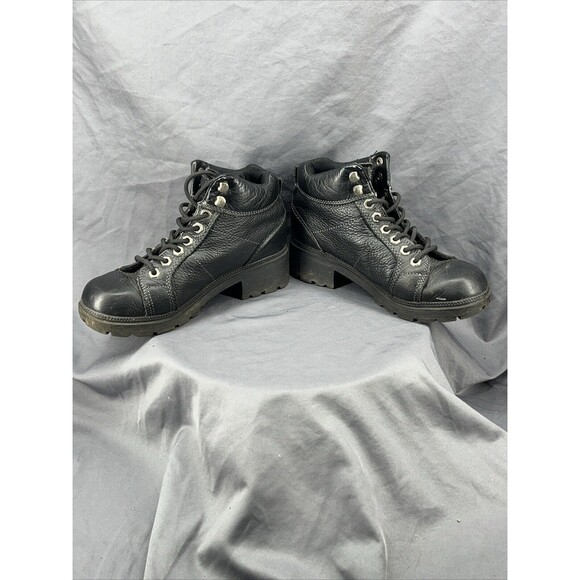 Harley Davidson 84280 Women's Motorcycle Boots Size 7.5 Black Lace Up - Picture 2 of 15